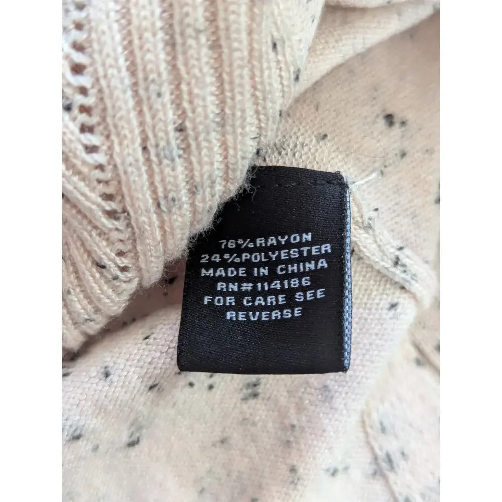 VERVE AMI! SHELL/CORAL PINK & BLACK MARLED LIGHTWEIGHT DUSTER SWEATER! SZ L - Picture 7 of 9